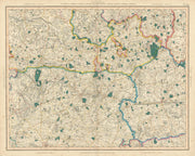 SURREY HILLS, THAMES VALLEY & WESSEX DOWNS. Berkshire, Hampshire. CARY 1832 map