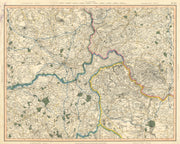 PEAK DISTRICT. Derbyshire Lancashire Cheshire Yorkshire Manchester CARY 1832 map