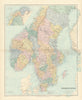 Scandinavia physical mountains fjords glaciers. Sweden Norway. STANFORD 1896 map