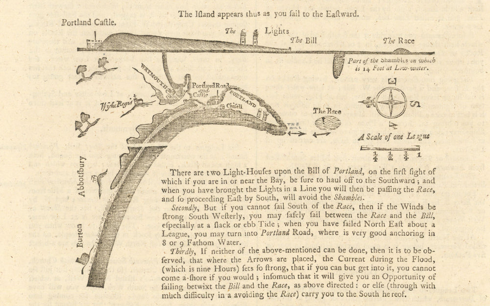 Portland Wyke Regis Weymouth Chesil Beach Dorset MOUNT & PAGE sea chart 1758 map