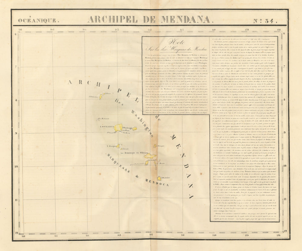Océanique. Archipel de Mendana #34. Marquesas Polynesia. VANDERMAELEN 1827 map