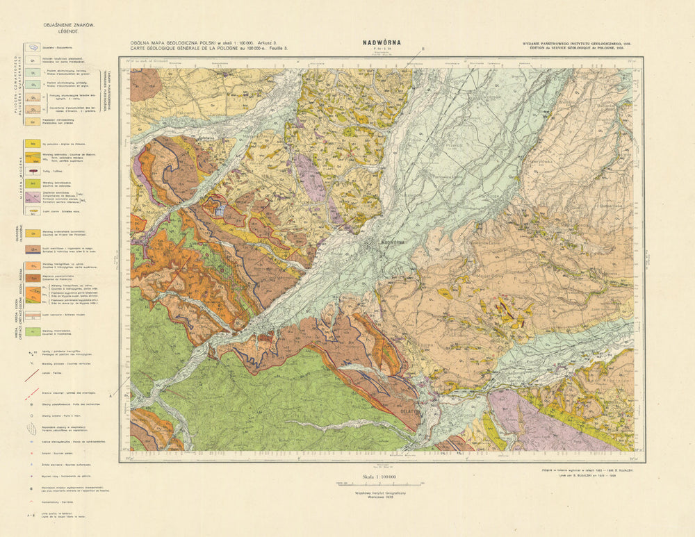 Ogolna Mapa Geologiczna Polski. Nadworna / Nadvirna. Ukraine geological 1938