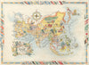 Asie. Pictorial map of Asia by Jacques Liozu 1951 old vintage plan chart