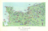 La Normandie pictorial map by Rémy Hétreau. Normandy D-Day/Overlord battles 1955