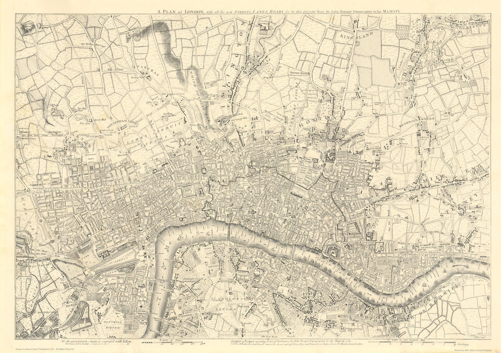 A Plan of London with all the new Streets… John Rocque. GLC copy 1769 (1974) map