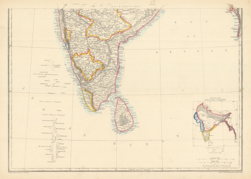 INDIA south sheet. Sketch map showing Presidencies. Railways.WELLER 1863