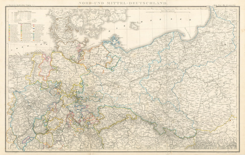 Nord-und Mittel-Deutschland. North & Central Germany. Stein/Muhlert 1858 map