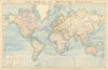 WORLD ON MERCATOR'S PROJECTION. British Empire. Telegraph cables. LETTS 1892 map