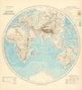 EASTERN HEMISPHERE relief. Europe Africa Asia Australia. LETTS 1892 old map