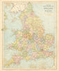 ENGLAND AND WALES. Canals Railways Lighthouses. LETTS 1892 old antique map