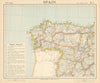 NORTHWEST SPAIN Railways & lighthouses. Galicia Leon Asturias. LETTS 1892 map
