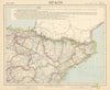 SPAIN NORTH EAST. Catalonia Aragon Navarra. Railways Lighthouses. LETTS 1892 map