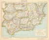 SOUTHERN SPAIN SOUTH Railways Lighthouses British Consulates. LETTS 1892 map