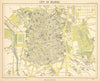 MADRID antique town city map plan. Railways. LETTS 1892 old chart