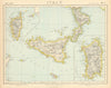 SICILY CALABRIA CORSICA SARDINIA. British Consuls. Lighthouses. LETTS 1892 map