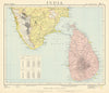 SOUTH BRITISH INDIA & CEYLON SRI LANKA Cochin Kerala Lighthouses. LETTS 1892 map