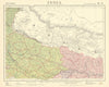 NEPAL & NORTHERN INDIA. Ganges Lucknow Kanpur Varanasi. Railways. LETTS 1892 map