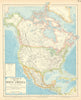 NORTH AMERICA. Red=steamboat routes on Mississippi & Great Lakes. LETTS 1892 map