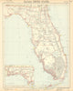 FLORIDA showing railroads lighthouses forts. Miami Tampa. LETTS 1892 old map