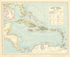 WEST INDIES volcanoes lighthouses telegraph cables. Dutch French. LETTS 1892 map