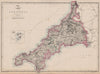 CORNWALL. Antique county map. Railways. Bodmin Moor. WELLER 1862 old