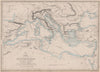 MEDITERRANEAN SEA. Submarine telegraph cables. steamship routes. LOWRY 1862 map