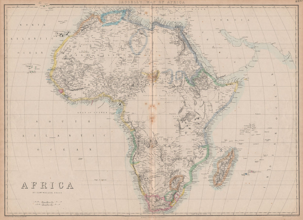 Pre-colonial AFRICA. Mountains of Kong.Circular Zambesi.Tribes. WELLER 1862 map