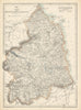 NORTHUMBERLAND. County map. Railways Cheviot Hills Farne Islands.DOWER 1863