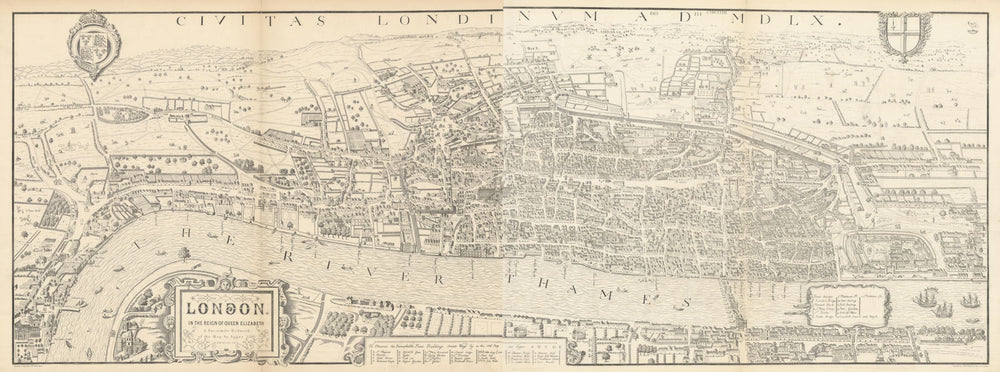 'London in the reign of Queen Elizabeth' after Agas' 1560 map. WELLER 1863