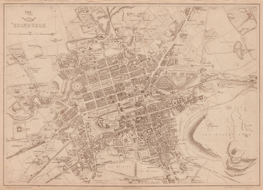 EDINBURGH. Large town/city plan by BR DAVIES for the Dispatch Atlas 1863 map