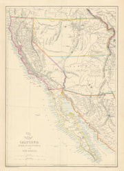 BAJA/CALIFORNIA, UTAH & NEW MEXICO TERRITORIES. Pre-Nevada. ETTLING 1863 map