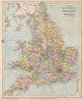 ENGLAND AND WALES. Canals Railways Lighthouses. LETTS 1889 old antique map