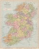 IRELAND. Showing roads, railways, counties & provinces. LETTS 1889 old map