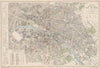 PARIS antique town city map plan. Omnibus routes. LARGE. LETTS 1889 old