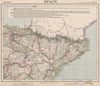 SPAIN NORTH EAST. Catalonia Aragon Navarra. Railways Lighthouses. LETTS 1889 map