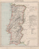 PORTUGAL. Railways Telegraphs Lighthouses British Consuls. LETTS 1889 old map