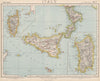 SICILY CALABRIA CORSICA SARDINIA. British Consuls. Lighthouses. LETTS 1889 map