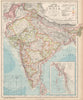 BRITISH INDIA French Portuguese Native states Railways telegraphs LETTS 1889 map
