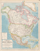 NORTH AMERICA. Red=steamboat routes on Mississippi & Great Lakes. LETTS 1889 map