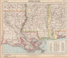 US GULF COAST Louisiana Mississippi Alabama Railroads Lighthouses LETTS 1889 map