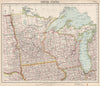 US MIDWEST Lake Michigan Superior Wisconsin Minnesota. Railroads. LETTS 1889 map