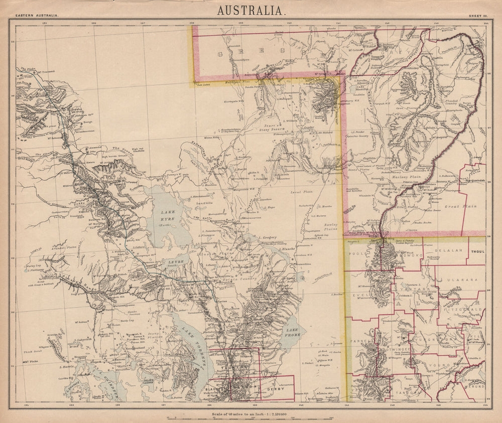 CENTRAL AUSTRALIA DESERTS. Simpson Strzelecki Tirari Sturt Stony. LETTS 1889 map