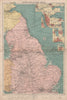 Great Britain east coast ports sea chart lighthouses mail routes LARGE 1918 map