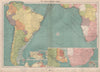 South Atlantic Ocean sea chart. Ports lighthouses mail routes. LARGE 1918 map