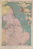 Great Britain east coast ports sea chart lighthouses mail routes LARGE 1916 map