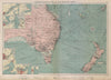 Eastern Australia/New Zealand ports chart lighthouses mail route LARGE 1916 map