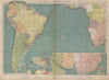 South Atlantic Ocean sea chart. Ports lighthouses mail routes. LARGE 1916 map