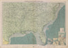 US Atlantic & Gulf Coast Ports sea chart lighthouses mail routes LARGE 1916 map
