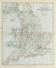 ENGLAND AND WALES. Canals Railways Lighthouses. LETTS 1883 old antique map