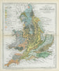 ENGLAND & WALES colour geological Map. LETTS 1883 old antique plan chart
